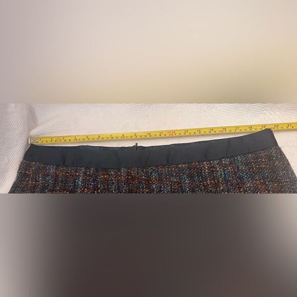 Boden Tweed Skirt Sz 16R Knee Length Brown Blue Orange Flecks Back Slit - Picture 6 of 11